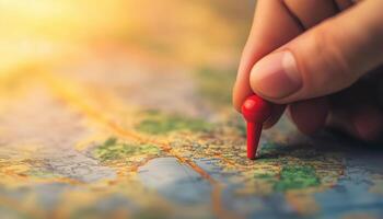Worldwide Tour Planning With Mark Map Pin. Adventure Travel And Leisure Holiday Summer Getaway Renderings. Ideal For Tourism Plane Trips photo