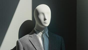 Abstract Portrait Of An Anonymous Male Mannequin. Exploring The Absence Of Identity Through Artistic Interpretation And Symbolism. photo