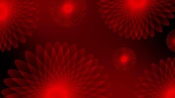 Red rotating multiple flower shapes modern design dark loop able floral background video