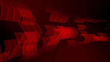 Red color multiple arrow shapes moving horizontally gradient design dark geometrical background video