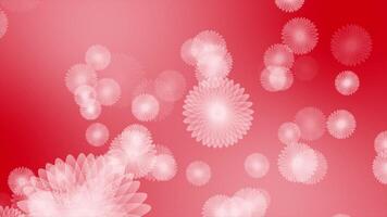 Red color rotating multiple flower shapes moving upwards modern design floral background video