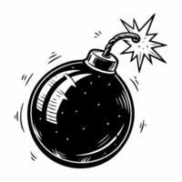Explosive Bomb Illustration with Lit Fuse and Starburst Exploding Effect vector