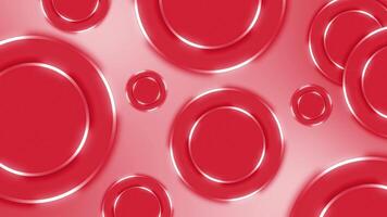Red color multiple glossy and shiny rotating circular shapes luxury design dark loop able geometrical background video