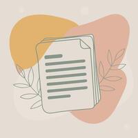 Abstract Document Illustration with Leaves and Geometric Shapes in Soft Colors vector