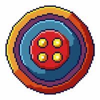 Colorful Pixel Art Button Design in Retro 8 Bit Style vector