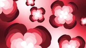 Red color rotating multiple flower shapes modern design dark loop able floral background video