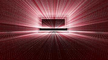 Red color rotating circular dots with 3d depth rectangular tunnel modern design dark technological background video