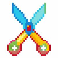 Pixel Art Colorful Scissors Icon Retro Crafting and Digital Design Tool Illustration vector