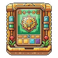 Vintage Pixel Art Decorative Frame with Geometric Patterns and Ornate Details vector