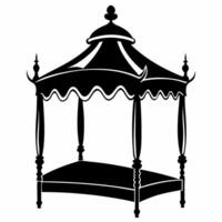 Elegant Silhouette of a Vintage Canopy Bed with Ornate Design Elements vector