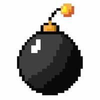 Retro Pixel Art Bomb Icon Classic Gaming 8 bit Explosive Graphic Design vector