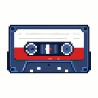 Retro Pixel Art Cassette Tape Illustration in 8 Bit Style vector