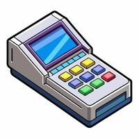 Retro Payment Terminal Illustration with Colorful Buttons and Display vector