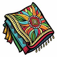 Colorful Ethnic Textile with Geometric Patterns and Vibrant Design vector
