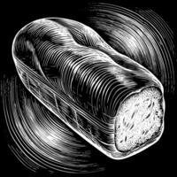 A close up of a piece of bread with a slice missing vector
