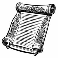 Ornate vintage scroll with intricate floral patterns and decorative elements, antique parchment, historical design vector