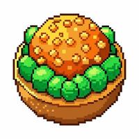 Retro Pixel Art Burger with Lettuce Pixelated 8 Bit Fast Food Art vector