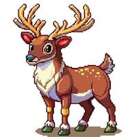 Pixel Art Deer with Antlers in Retro Game Style vector
