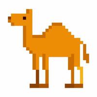 Pixel Art Camel Vibrant Retro Style Animal Illustration in 8 bit Format vector