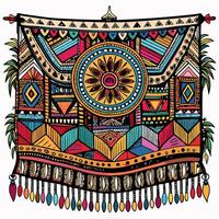 Colorful Abstract Geometric Pattern with Tribal Elements and Ornaments vector