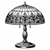 Vintage Stained Glass Lamp Illustration with Floral Design vector