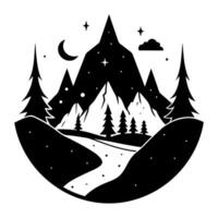 A mountain range with a road leading to it vector
