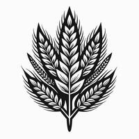 Intricate Black and White Abstract Leaf Design with Decorative Patterns vector
