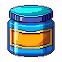 Retro Pixel Art Jar with Blank Label Design in Vibrant Colors vector