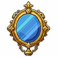 Vintage Pixel Art Mirror in Ornate Gold Frame with Reflection vector