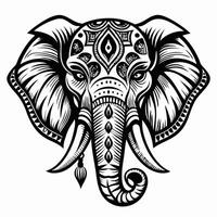 Intricate Elephant Art with Ornate Black and White Design vector