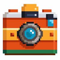 Retro Pixel Art Camera Icon for Digital Design Projects vector