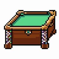Retro Pixel Art Wooden Pool Table with Green Cloth Design vector