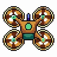 Retro Pixel Art Drone Illustration with Propellers in 8 Bit Style vector