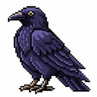 Pixel Art Raven Illustration Detailed Digital Bird Design in 8 Bit Style vector