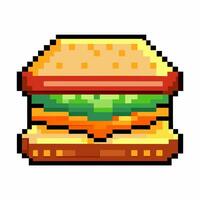 Pixel Art Hamburger Illustration with Lettuce and Cheese vector