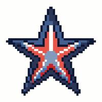 Retro Pixel Art Star with Red, White, and Blue Design Vintage 8 Bit Style Illustration vector