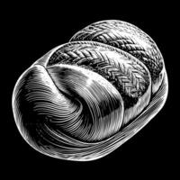 A close up of a loaf of bread with a black background vector