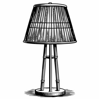 Vintage Table Lamp Illustration with Classic Wooden Base and Shade Design