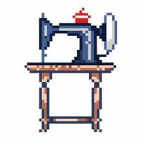 Retro Pixel Art Sewing Machine Illustration for Nostalgic Craft Projects vector