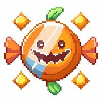 Pixel Art Candy with Halloween Theme Retro Game Style Character Design vector