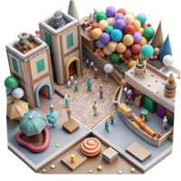 beautiful abstract Crowded Street Scene Top View Isolated Element detailed png