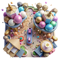 wonderful rustic Crowded Street Scene Top View Isolated Element professional png