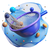 stunning artistic Empty Fishing Net Floating Isolated Blue Background high resolution png