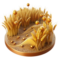 elegant vintage Field of Crops Panoramic View with Golden Color Isolated authentic png