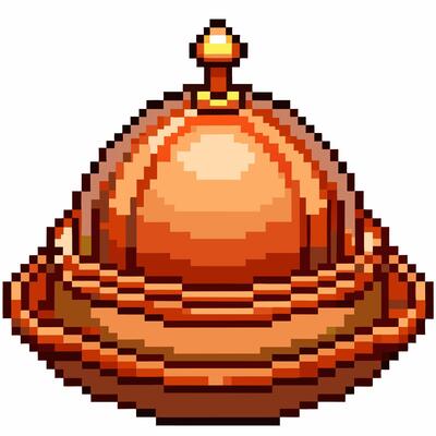 Retro Pixel Art Cloche Vintage Culinary Illustration for Games and Design