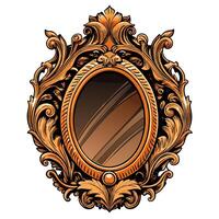 Ornate Baroque Mirror Frame with Intricate Floral Design vector