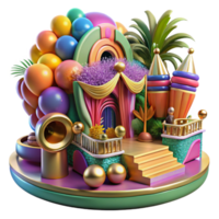 beautiful minimalist Brazilian Carnival Parade Float Isolated Colorful Design premium png