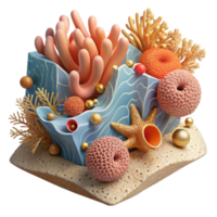 serene artistic Coral Reef Section Transparent Background Detailed Texture genuine png