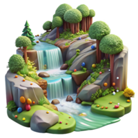 serene rustic Forest Stream Waterfall Long Exposure Transparent Background original png