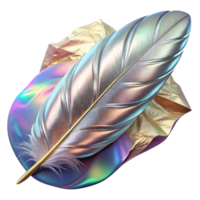 magnificent artistic Bird Feather with Foil Texture Isolated Element original png